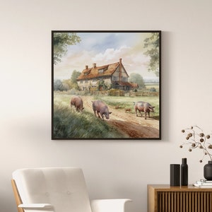 FERME Png, aquarelle CLIPART 20pc, Wall Art Png, téléchargement numérique usage Commercial Floral paysage terres agricoles animaux Clipart Designs
