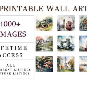 WALL ART BUNDLE 1000+ Png, Water Color Clipart, Printable Wall Art Pngs - Digital Designs for Commercial Use, Craft, Home Decor and More