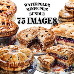 MINCE PIES CHRISTMAS Clipart Bundle 75x Png - Aquarela - Feriados Crimbo - Downloads transparentes para uso comercial, artesanato, decoração e muito mais