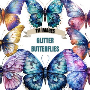 GLITTER BUTTERFLY CLIPART Bundle 111x Png - Fantasy - Transparent Digitaler Download für Handwerk, Dekoration und mehr