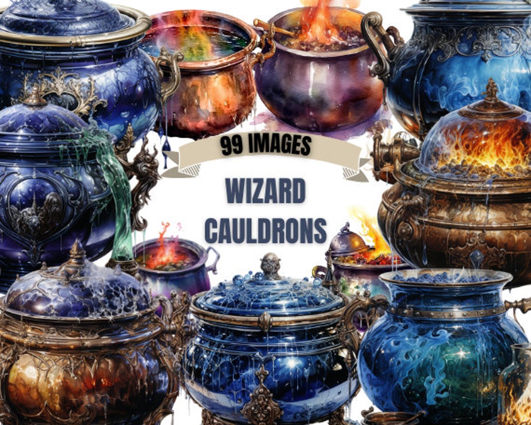 WIZARD CAULDRON CLIPART Bundle 99x Png Watercolor Magic Fantasy ...