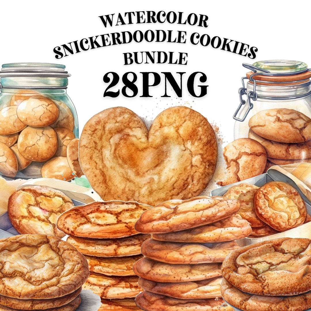 SNICKERDOODLE COOKIE Clipart Bundle 28x Png Watercolor Baking