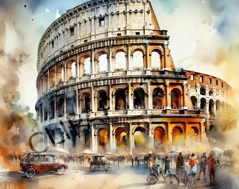 Rome Colosseum Clipart - 15 hoge kwaliteit PNGS - Instant Download, kunst aan de muur, aquarel, landschappen, commercieel gebruik, natuur, Scrapbook, Italië