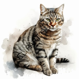 TABBY CAT Png, Water Color CLIPART, Cat Lover Png, Digital Download 12 ...