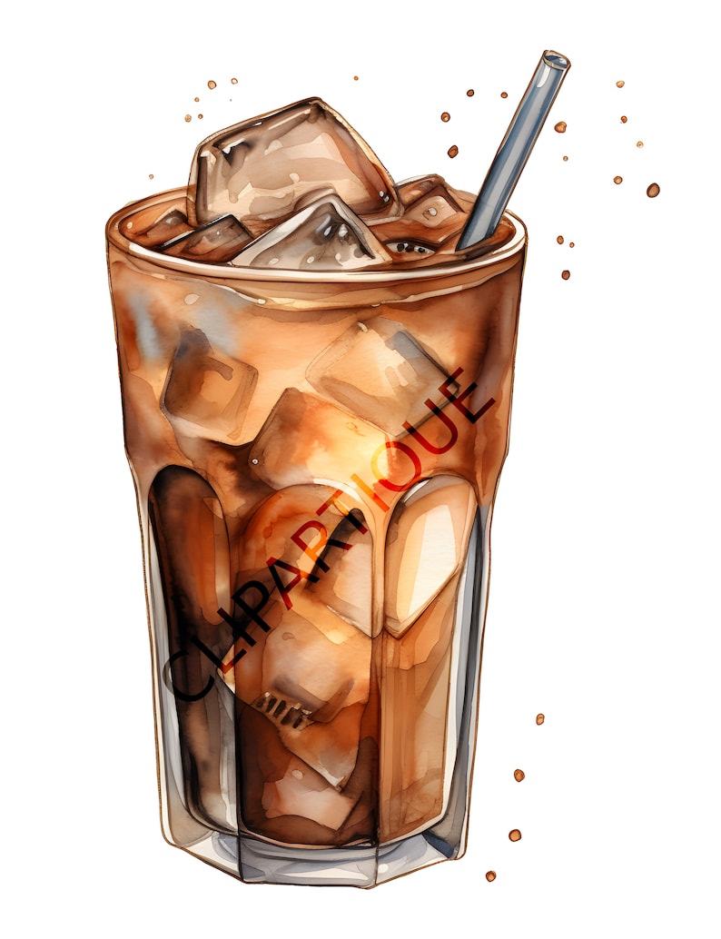 Iced COFFEE CLIPART Latte Coffee Cup Clipart Water Color - Etsy