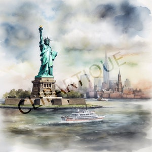 Clipart da estátua da liberdade - 15 PNGS de alta qualidade - download instantâneo, arte de parede, aquarela, paisagens, uso comercial, natureza, álbum de recortes