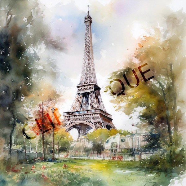 Eiffel Tower Clipart - 14 High Quality PNGS - Instant Download, Wall Art, Watercolor, Landscapes, Commercial Use, Nature, Scrapbook, Paris