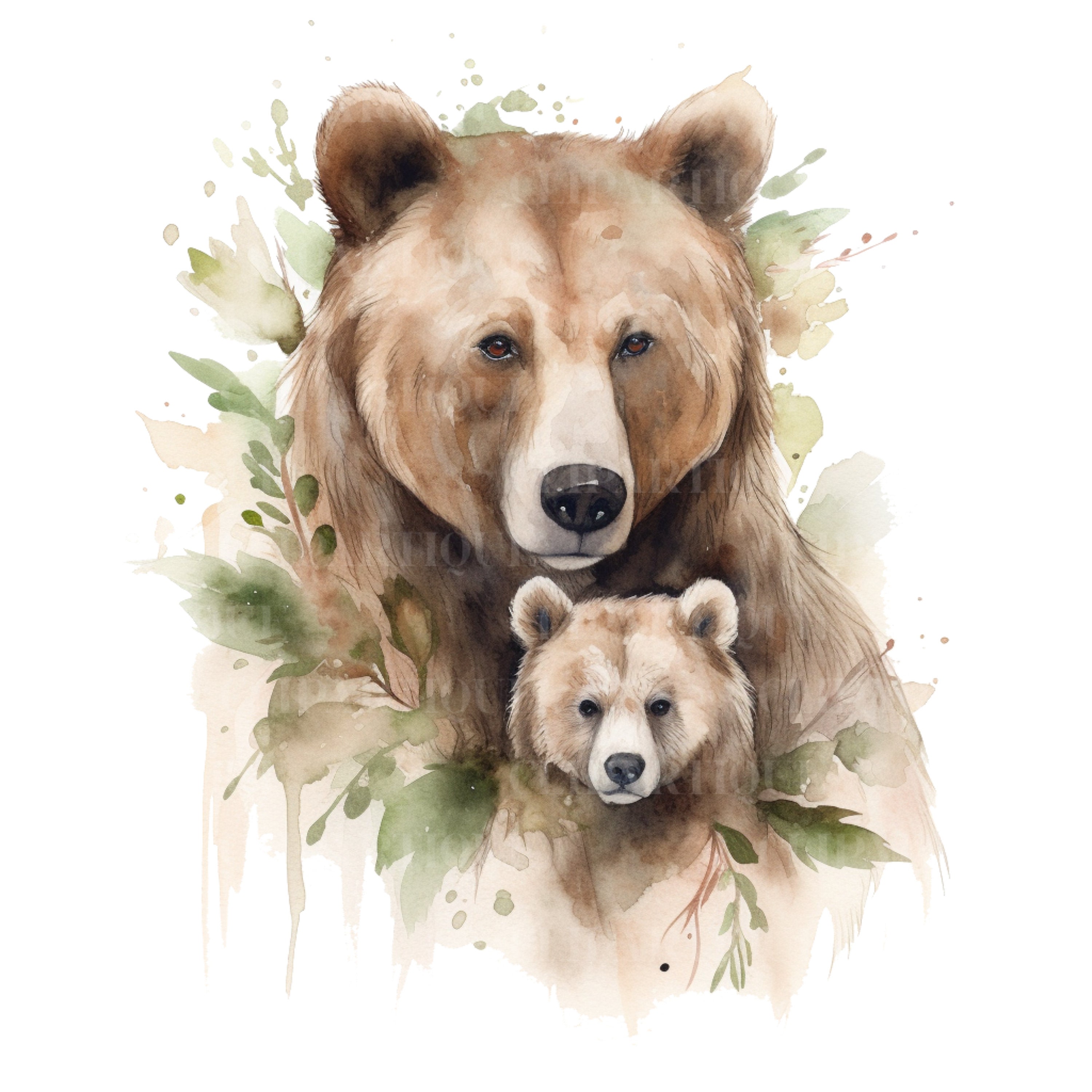MAMA BEAR Png Water Color CLIPART 20pc Jungle Animals Png - Etsy