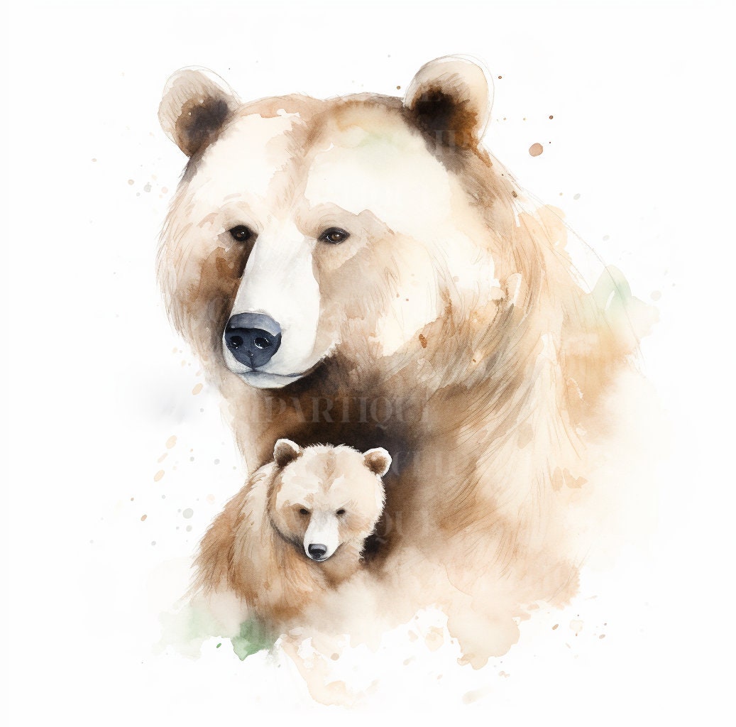 MAMA BEAR Png Water Color CLIPART 20pc Jungle Animals Png - Etsy