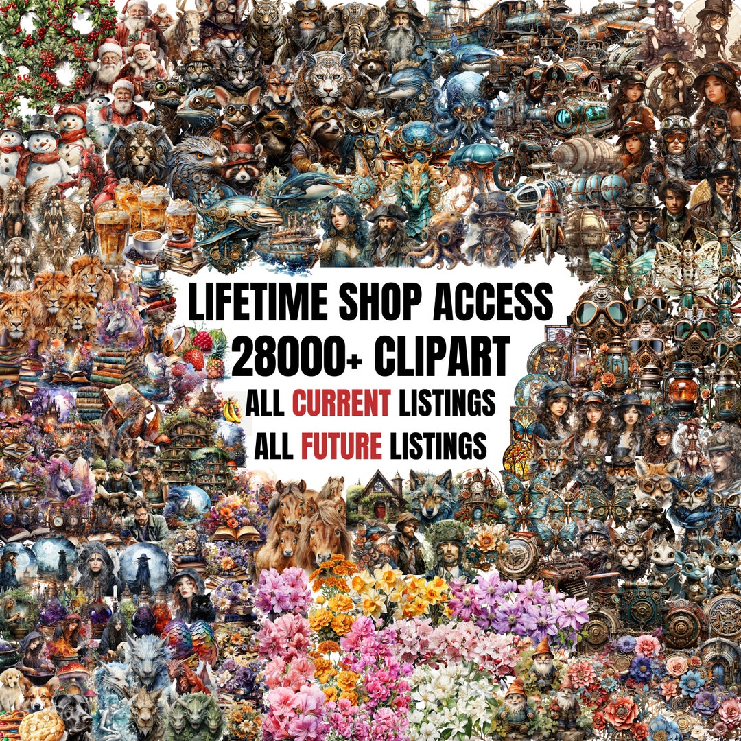 LIFETIME SHOP ACCESS 28000 Clipart Mega Bundle Daily Etsy UK