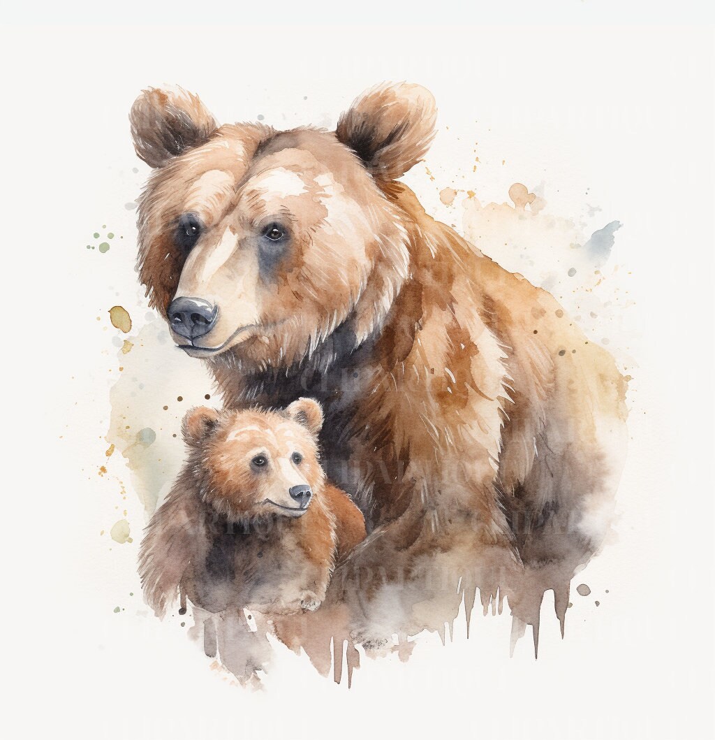 MAMA BEAR Png Water Color CLIPART 20pc Jungle Animals Png - Etsy