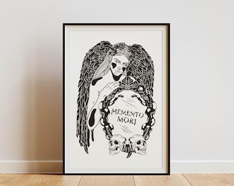 Memento Mori Engel-Druck, Stoiker-Wandkunst (Digitales Poster)