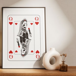 Queen of Hearts Poster, Playing Card Poster, Printable Art, Digital Download, trendy wall art, Digital Poster, Strong Female Poster