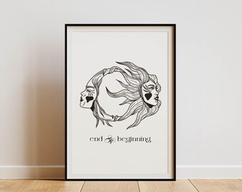 Sun and Moon Mystical Art Print, Celestial Wall Decor (Digital Download)
