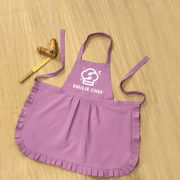 Tablier mignon pour enfants, tablier personnalisé pour enfants, tablier de cuisine pour enfants, tablier de petit chef avec poche, tablier personnalisé pour tout-petits, tablier de cuisine