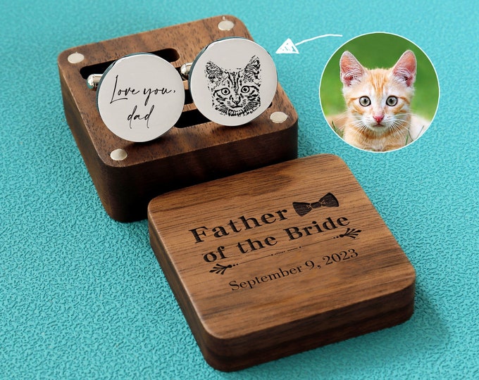 Personalized Pet Portrait Cufflinks, Memorial Cuff Links, Father of the bride on Wedding Day, Custom Wedding Gift For my husband