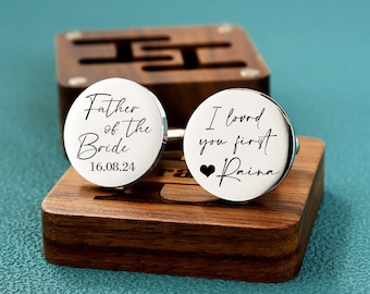 Custom Father of the bride gift, Father's Day gift, personalised Wedding Day cufflinks, Daughter's Wedding Gift for Father, Gifts from Bride
