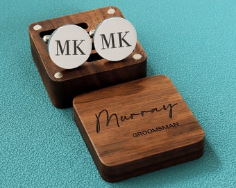 Personalized Engraved Groomsmen Gifts，Engraved Box Optional, Cufflinks for Men Groom, Custom Grooms man Gift Best Man Cufflinks