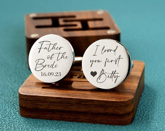 Custom Father of the Bride gift, personalized Cufflinks, Gift From Daughter, Gift From Bride, Wedding Gift for Dad, Gifts For Him