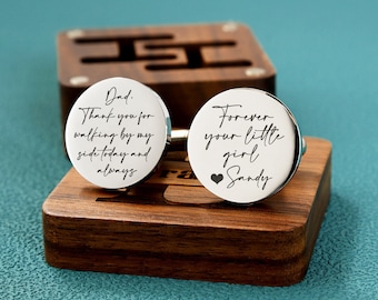 Personalized Father of the Bride Cufflinks gift, Fathers day gifts, Custom Wedding Engraved Cufflinks, Forever Your Little Girl Cufflinks