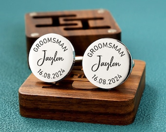 Custom Groomsman Cufflinks, Wedding Role Cufflinks, Personalised Engraved Cufflinks, Best Man Groomsman Gifts Cufflinks