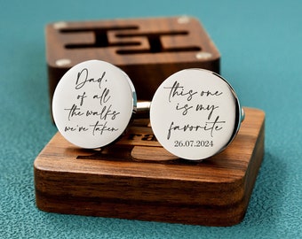 Personalised Father of the bride gift, Wedding  cufflinks, Father of Groom Gift, Gifts from Bride, Custom Wedding Day Gifts