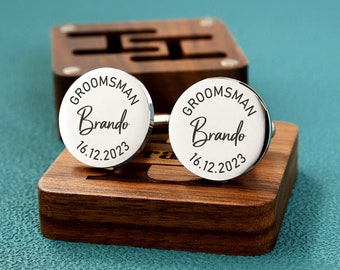 Boutons de manchette gravés personnalisés, boutons de manchette de mariage, boutons de manchette personnalisés, boutons de manchette Best Man Groomsman, cadeaux Best Man