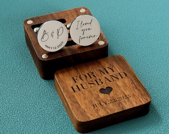 Custom wedding cufflinks - engraved gift box optional, wedding day cufflinks gift for father of Bride groom, personalized anniversary gift