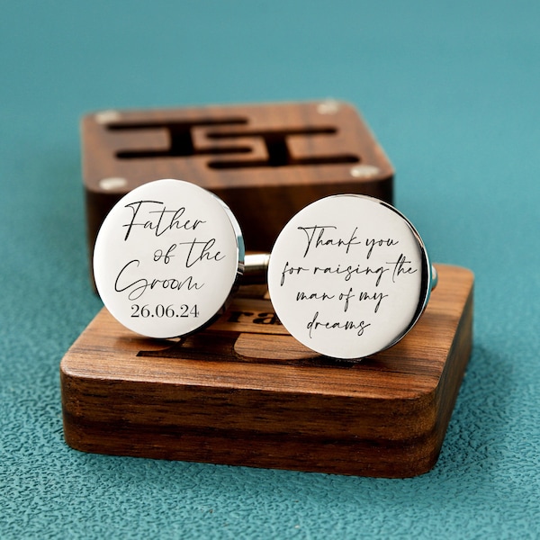 Father of the Groom Gift, Thanks for raising the man of my dreams, Custom Personalized Wedding Cufflinks, Father of the bride gift