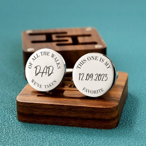 Engraved Personalized Cufflinks, Engraved gift box available， Father of the Bride Gift, My Favorite Walk, Modern Wedding Cuff links