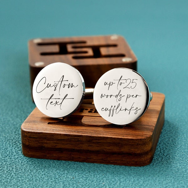 Personalized Cufflinks，Custom any content you want,  Up to 25 words per cuff links, Wedding Cuff links, Birthday gifts, anniversary gifts