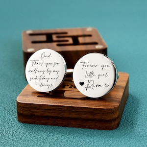 Personalised Father of the Bride gift Cufflinks, Father&#39;s Day gift, Engraved Cufflinks, Gifts from Bride, Custom Wedding Day Gifts