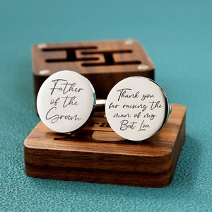 Engraved Personalized Cufflinks, Father of the Groom Gift, Thanks for raising the man of my Best Love, Custom Wedding Cuff link