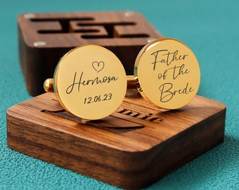 Custom Personalized cufflinks, anniversary gift for husband, engraved gift box available, wedding cufflinks for father of the bride