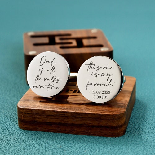Father of the Bride Gift, Personalized Cufflinks, Engraved gift box available，dad, of all the walks  we’ve  taken, Modern Wedding Cuff links