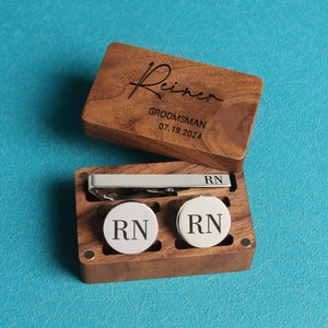 Personalized Groomsmen Gifts Cufflinks, Engraved Cufflinks, Groomsmen Proposal, Grooms man Cuff Links & Tie Clip Set, Best man Gifts