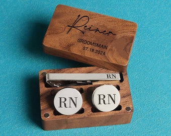 Personalized Groomsmen Gifts Cufflinks, Engraved Cufflinks, Groomsmen Proposal, Grooms man Cuff Links & Tie Clip Set, Best man Gifts