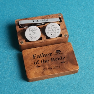 Father&#39;s Day gift, Father of the bride gift, personalized Wedding Cuff Links & Tie Clip Set, Father of Groom Gift, Custom Wedding Day Gifts