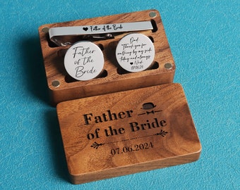 Father's Day gift, Father of the bride gift, personalized Wedding Cuff Links & Tie Clip Set, Father of Groom Gift, Custom Wedding Day Gifts