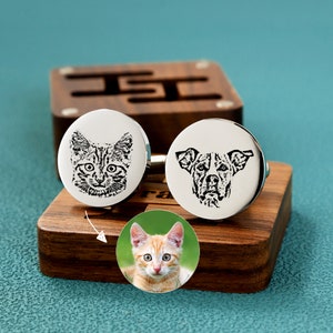 Personalized Cufflinks Pet Portrait Cuff links Memorial Cuff Links Groom Gift from Bride on Wedding Day Custom Wedding Gift For Him zdjęcie 6