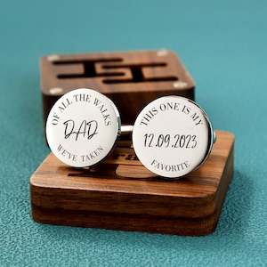 Father of the Bride Gift, Personalized Cufflinks, Engraved gift box availabledad, of all the walks weve taken, Modern Wedding Cuff links zdjęcie 3