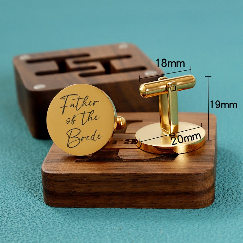 Custom wedding cufflinks engraved gift box optional, wedding day cufflinks gift for father of groom father of groom, anniversary gift image 5