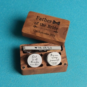 Father's Day gift, Father of the bride gift, personalized Wedding Cuff Links & Tie Clip Set, Father of Groom Gift, Custom Wedding Day Gifts