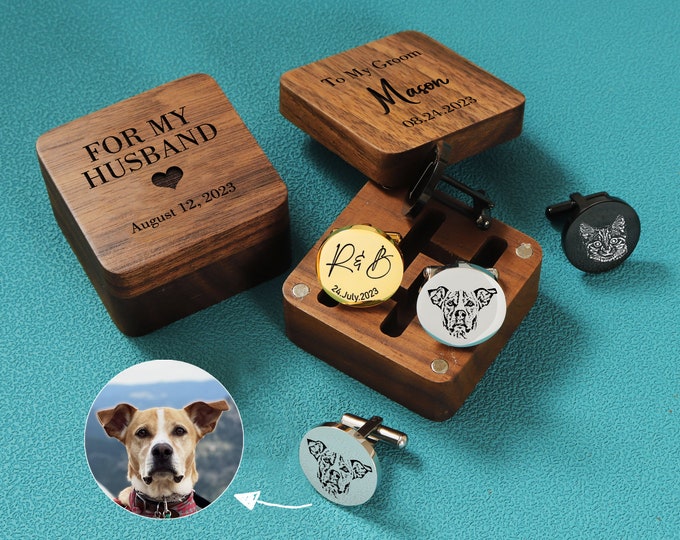 Personalized Cufflinks -Pet Portrait Cuff links -Memorial Cuff Links -Groom Gift from Bride on Wedding Day - Custom Wedding Gift For Him