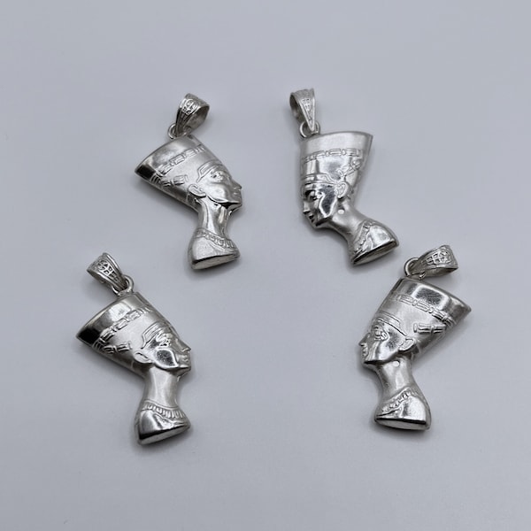 Nofretete Ägyptischer echtes Silber Kettenanhänger 40 x 18mm