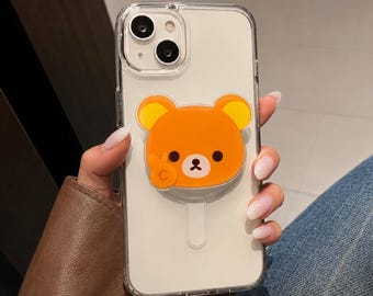 Rilakkuma Magsafe Phone Grip, Kawaii Phone Holder, Cartoon Bear Lover Gift