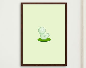 Smiski Poster | Smiski Yoga Series Print | Cute Japanese Green Guy Poster | Cute Funny Poster | Minimalist Cute Bedroom Canvas Print