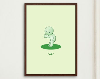 Smiski Poster | Smiski Work Series Poster | Smiski Funny Poster | Cute Japanese Green Guy Poster | Bedroom Decor Wall Art Gift |