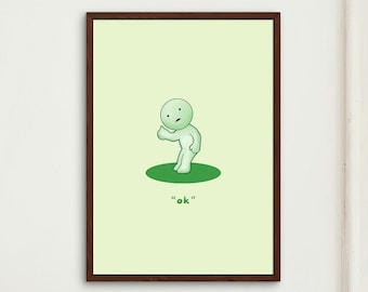 Smiski Poster | Smiski Work Series Poster | Smiski Funny Poster | Cute Japanese Green Guy Poster | Bedroom Decor Wall Art Gift |