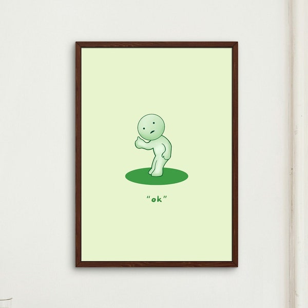 Smiski Poster | Smiski Work Series Poster | Smiski Funny Poster | Cute Japanese Green Guy Poster | Bedroom Decor Wall Art Gift |